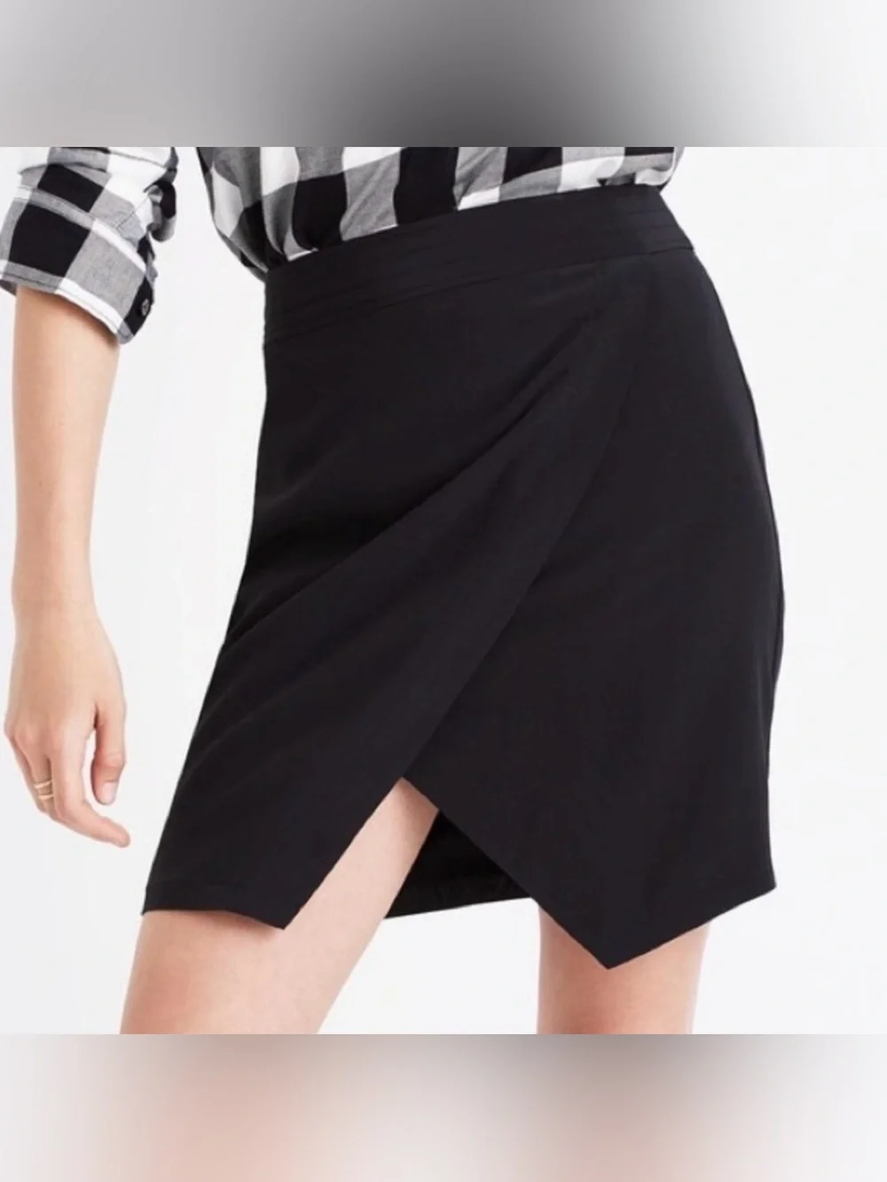 Madewell Silk Parkway Mini Skirt Black Size Medium
